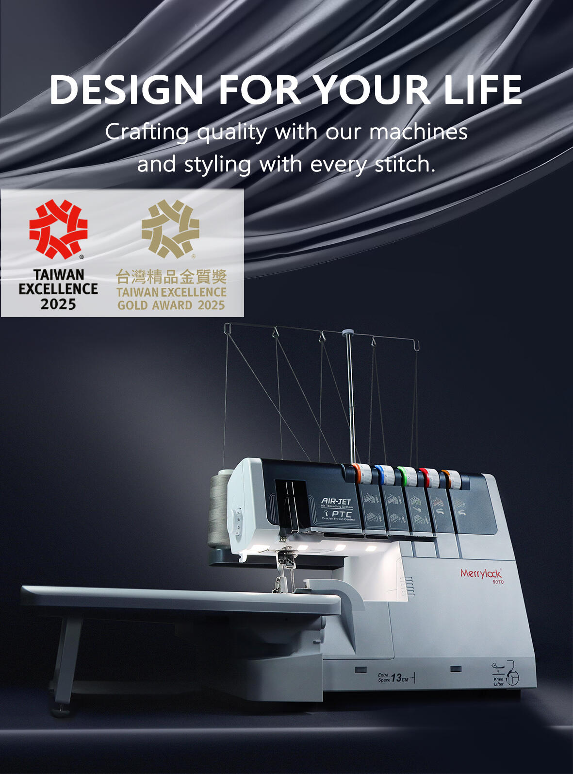 Taiwan Excellence 2025: MK6070 air jet threading serger(overlocker)