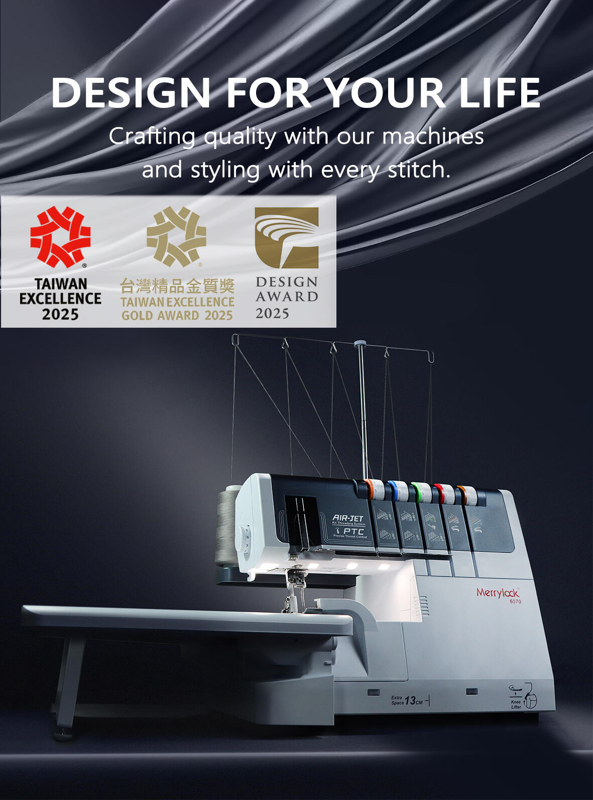 Taiwan Excellence 2025: MK6070 air jet threading serger(overlocker)